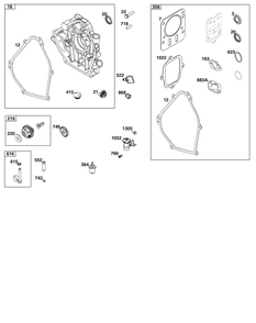 Crankcase Cover/Sump And Lubrication Group Diagram and Parts List for 13L332-0313-F8 100000 - 19Z999 Briggs and Stratton Engine